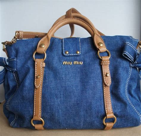 miu miu denim handbag|miu outlet online.